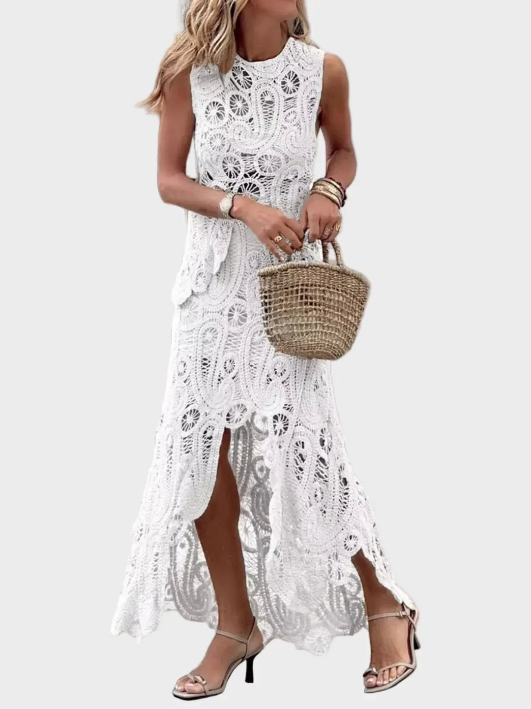 Elinor - Crochet Sleeveless Tank and Skirt Set
