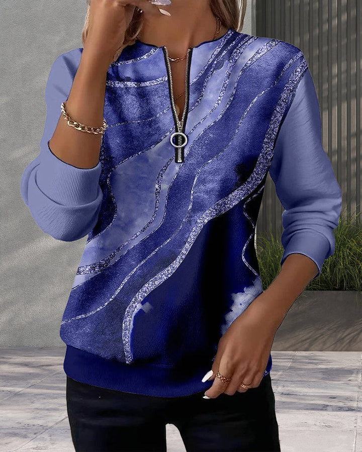 CLODAGH | VINTAGE PRINT HALF-ZIP SWEATSHIRT