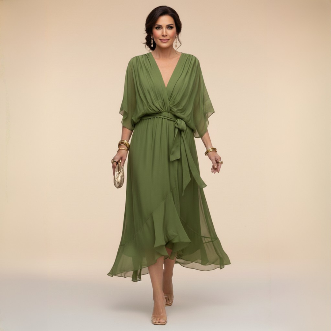 Cassidy - Chiffon Dress with V-Neck