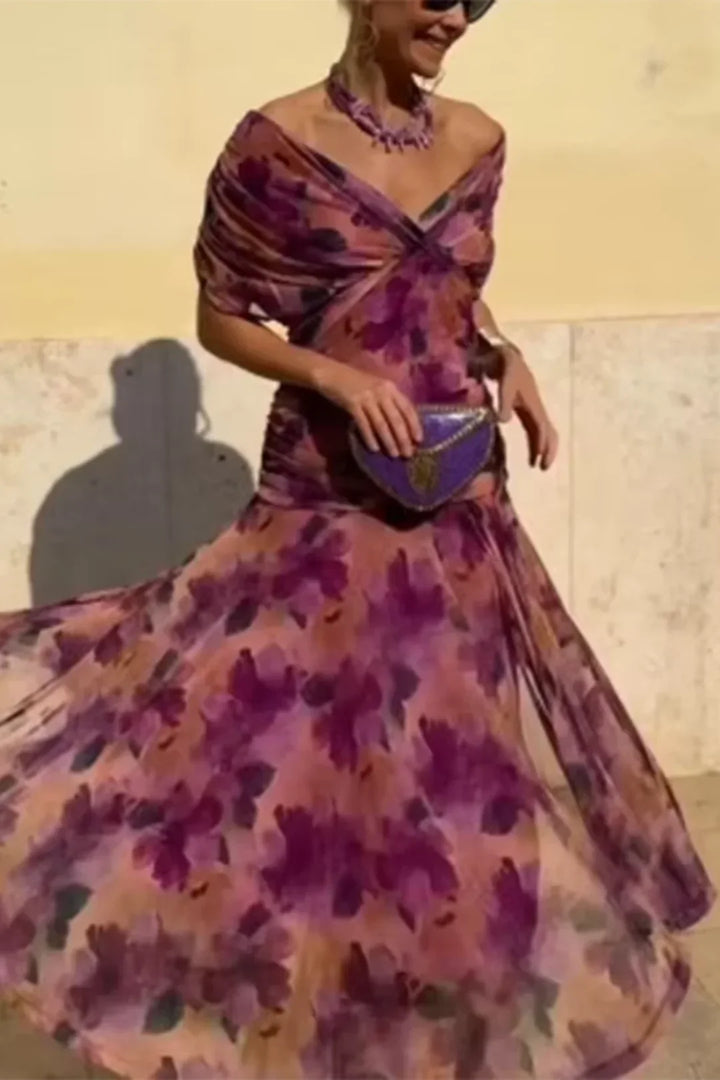 Elegant V-Neck Maxi Party Dress
