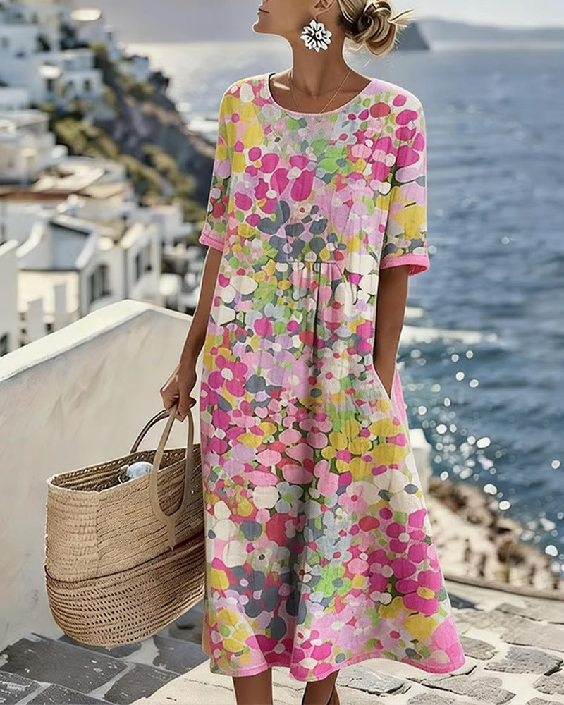 ELENA™ - ELEGANT FLORAL SUMMER MIDI DRESS (Restocked)