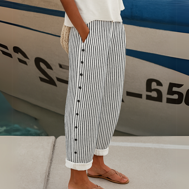 Vianne | Striped Button Pants