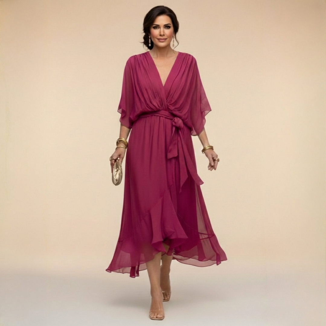 Cassidy - Chiffon Dress with V-Neck
