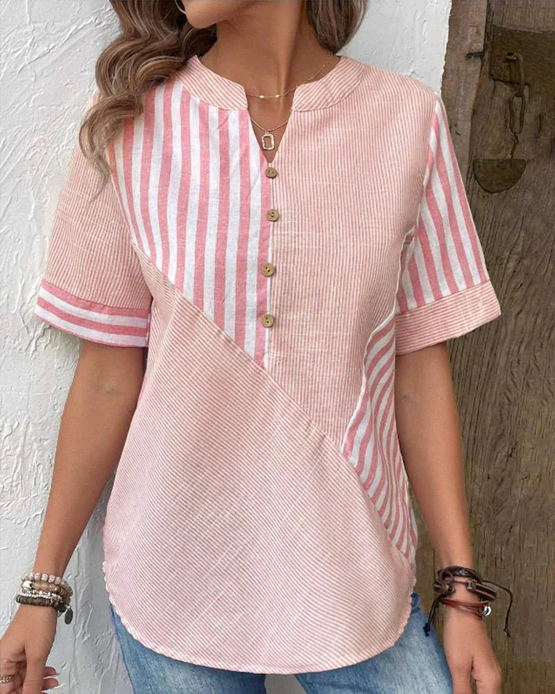 SUSIE – MIXED STRIPE BUTTON TOP