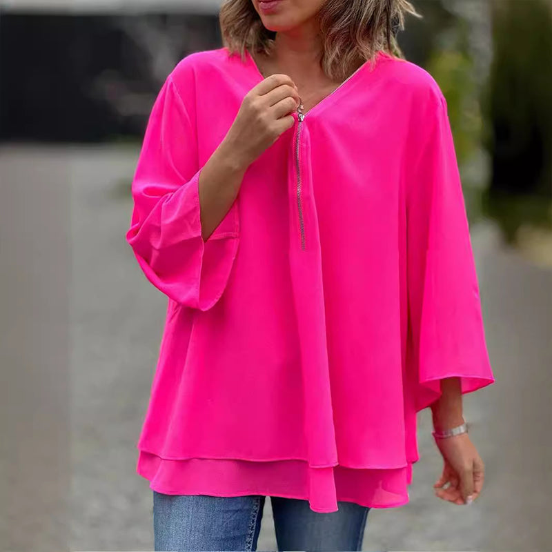 Selindra | Stylish V-Neck Flowy Top