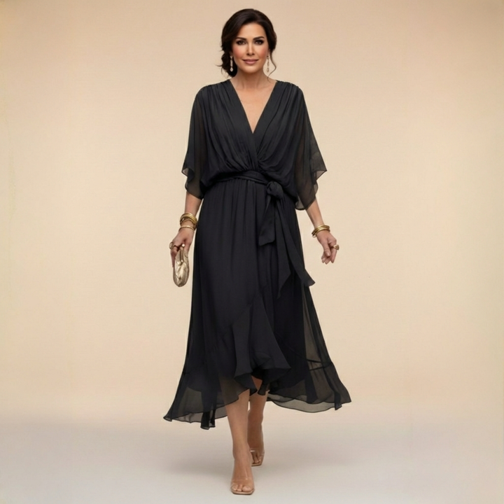 Cassidy - Chiffon Dress with V-Neck