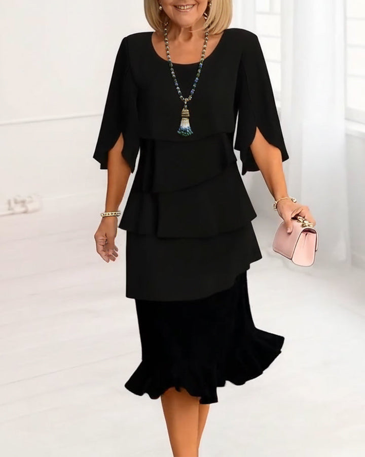 Edna | Elegant Comfort Ruffle Dress