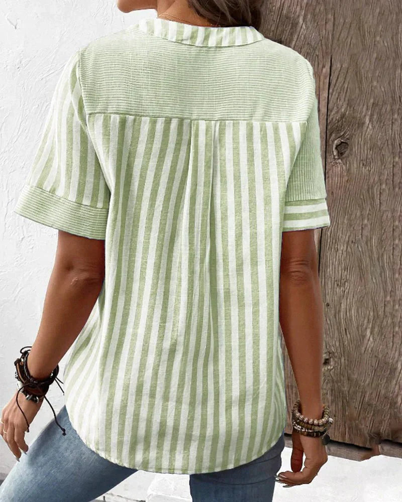 SUSIE – MIXED STRIPE BUTTON TOP