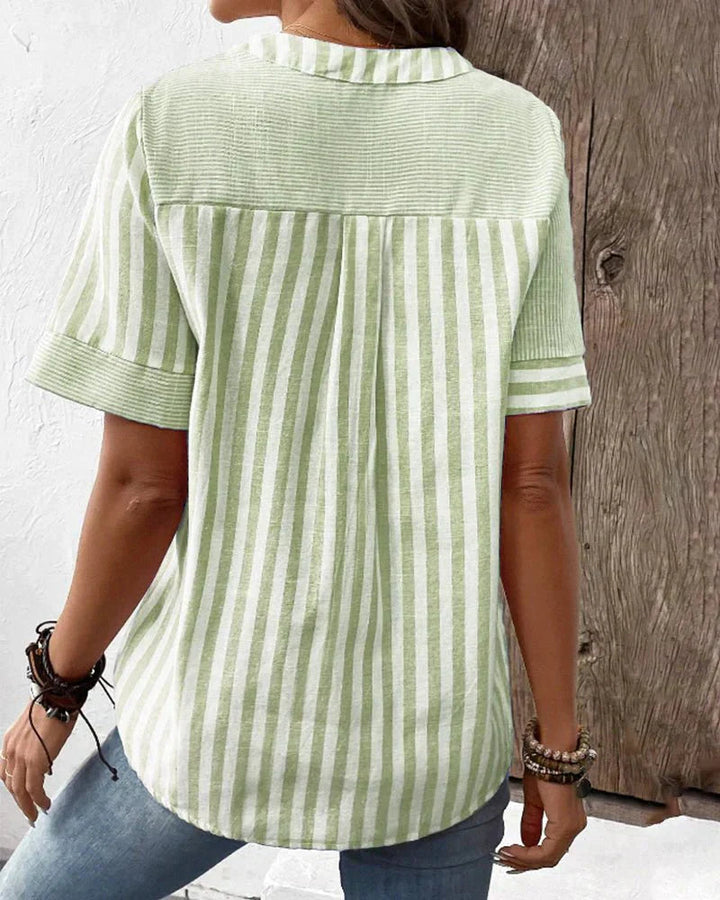 SUSIE – MIXED STRIPE BUTTON TOP