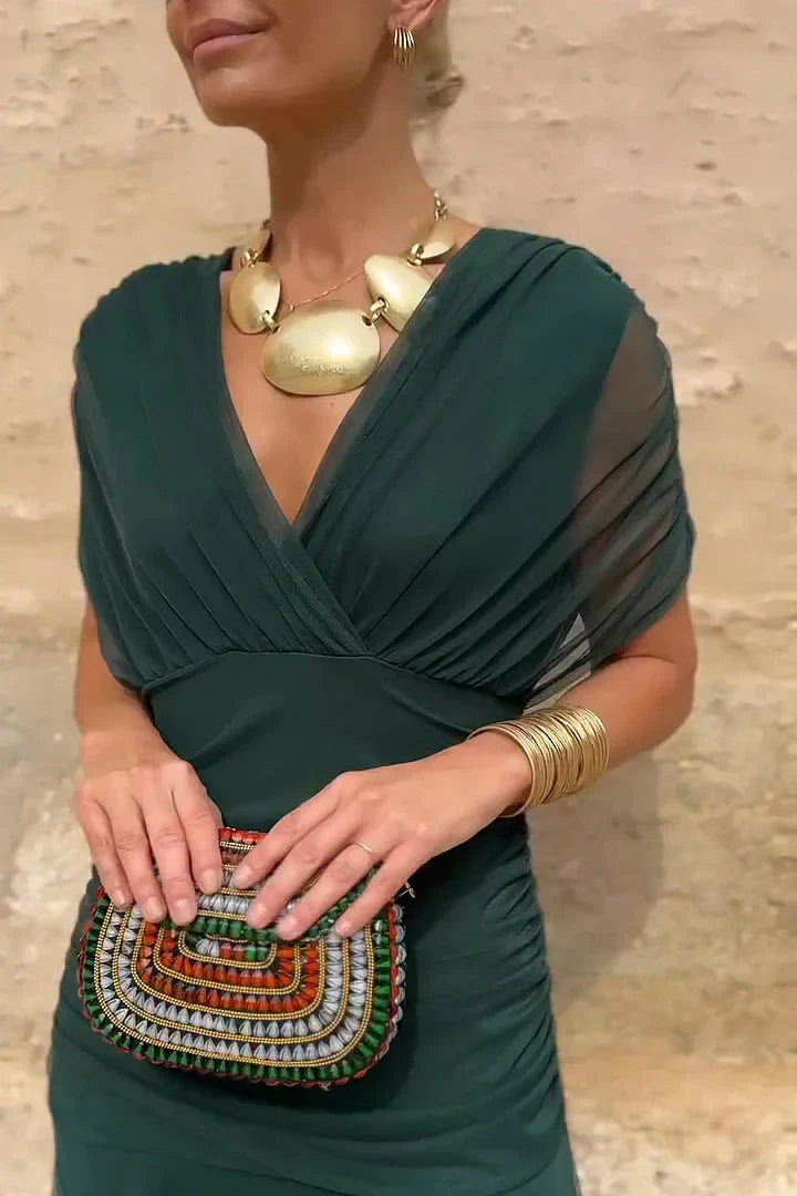 Elegant V-Neck Maxi Party Dress