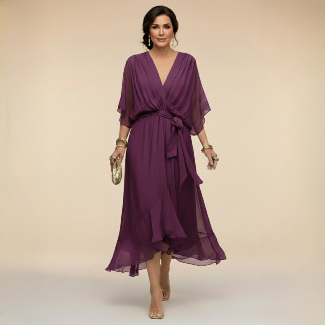 Cassidy - Chiffon Dress with V-Neck