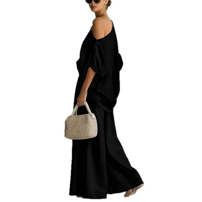Christine | Soft Off-Shoulder Top and Tapered Pants Set