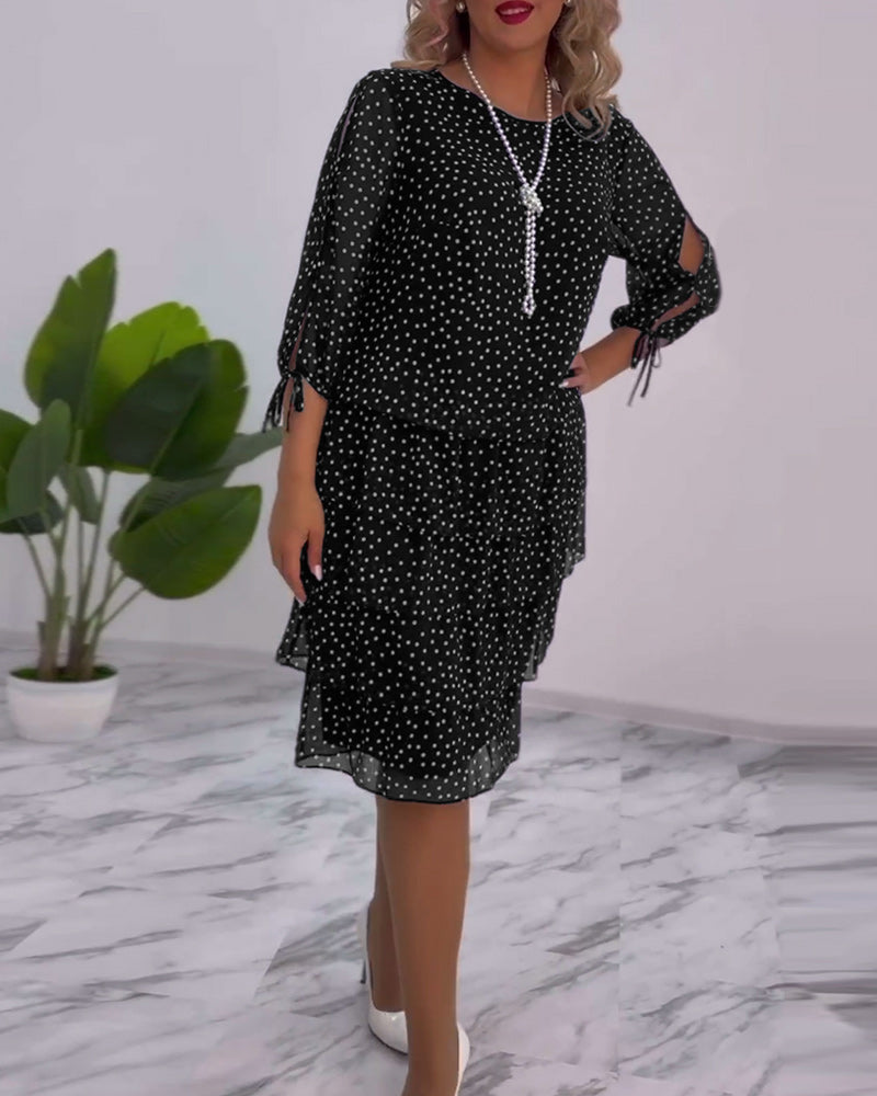 SHEILA – POLKA DOT LAYERED MIDI DRESS