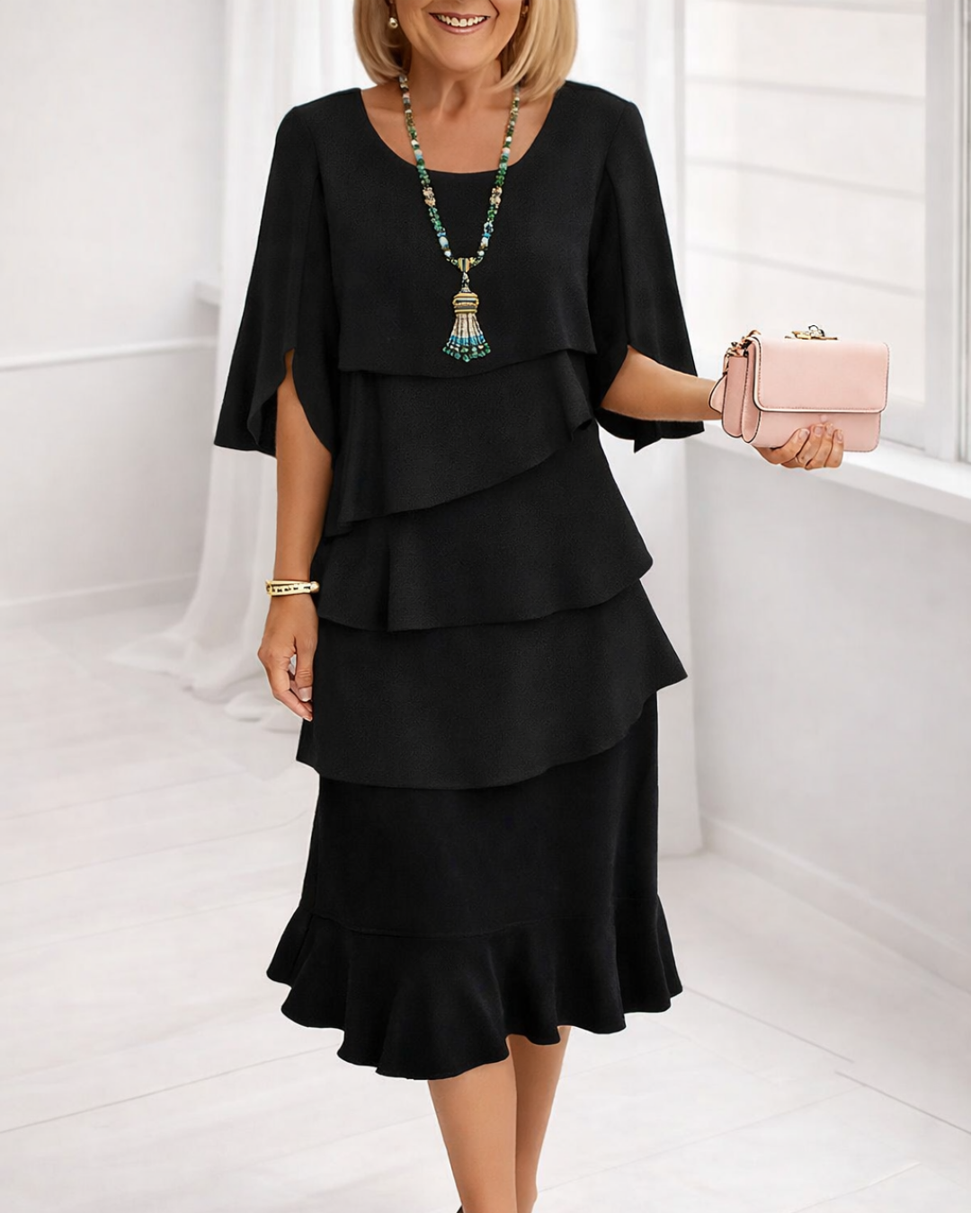 Staci | Elegant Comfort Ruffle Dress