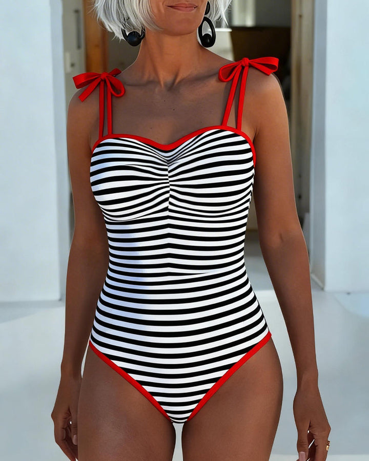 ETAIN | STRIPED HALTERNECK ONE-PIECE SWIMSUIT