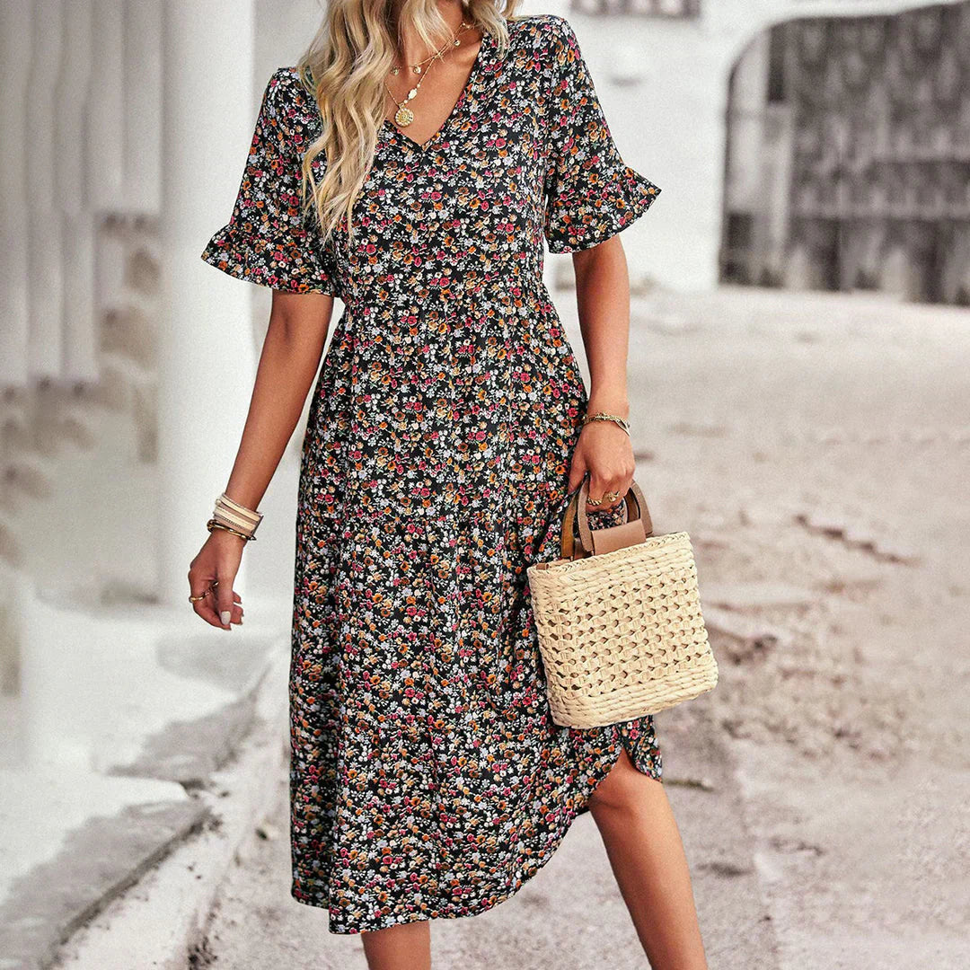 Clara | Floral Midi Dress