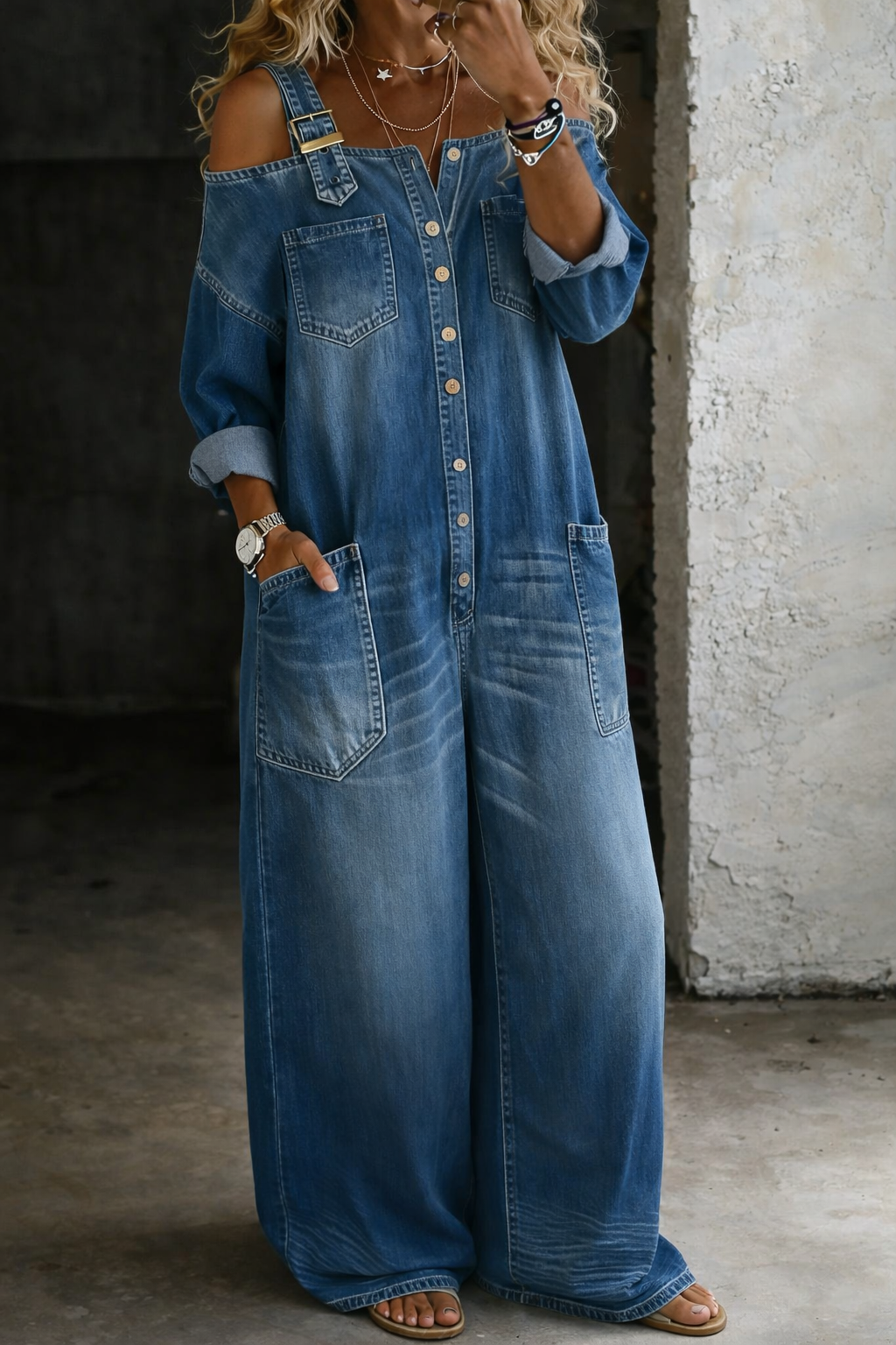 Patricia | Off-Shoulder Denim Jumpsuit