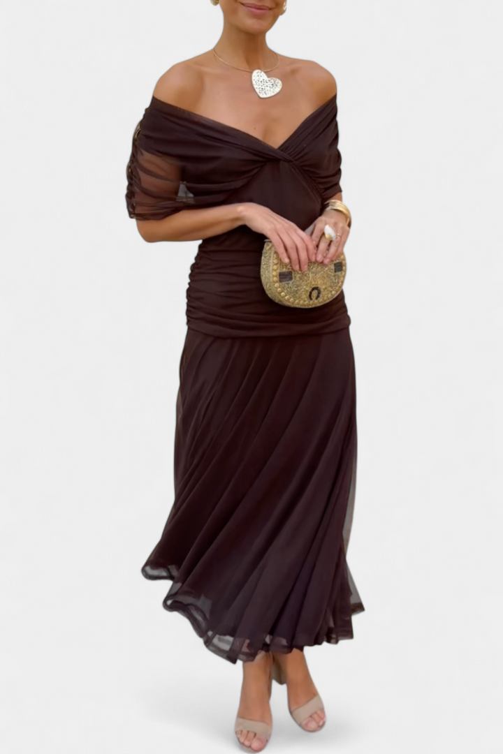 ENYA | LONG FLORAL DRESS WITH V-NECK
