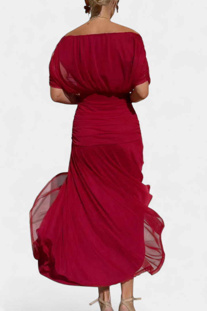 ENYA | LONG FLORAL DRESS WITH V-NECK