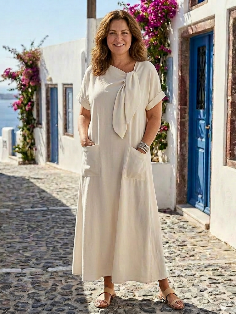 Bellarina | Round Neck Short Sleeve Pocket Maxi Dress