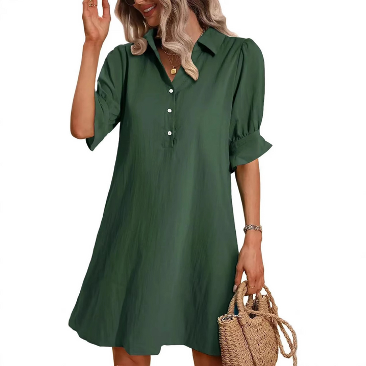 Elara - Casual Button Down Shirt Dress