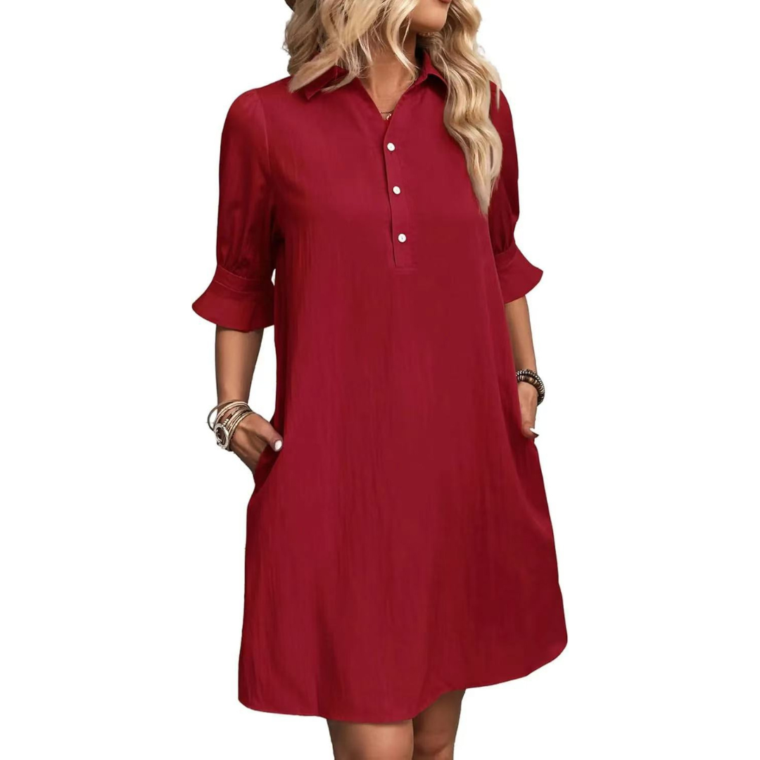 Elara - Casual Button Down Shirt Dress