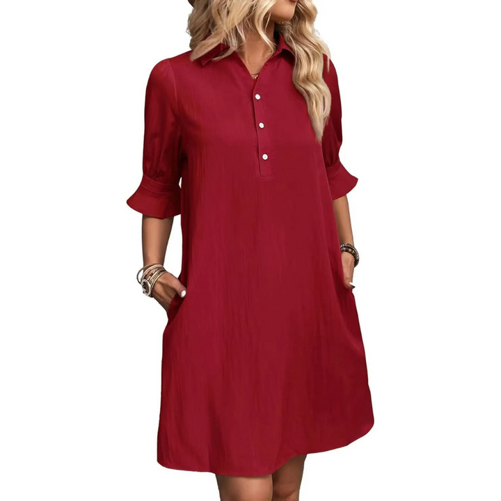 Elara - Casual Button Down Shirt Dress