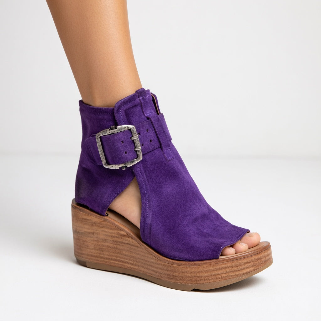 Lynda — Open-toe wedge ankle boots — modern style