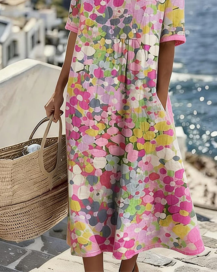 ELENA™ - ELEGANT FLORAL SUMMER MIDI DRESS (Restocked)