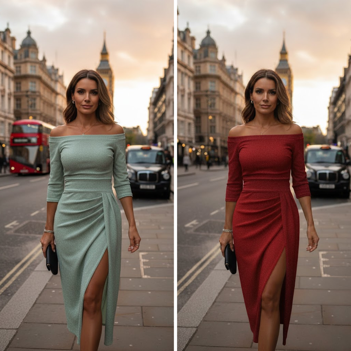 MALINA – OFF-SHOULDER MIDI DRESS