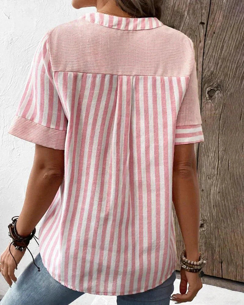 SUSIE – MIXED STRIPE BUTTON TOP