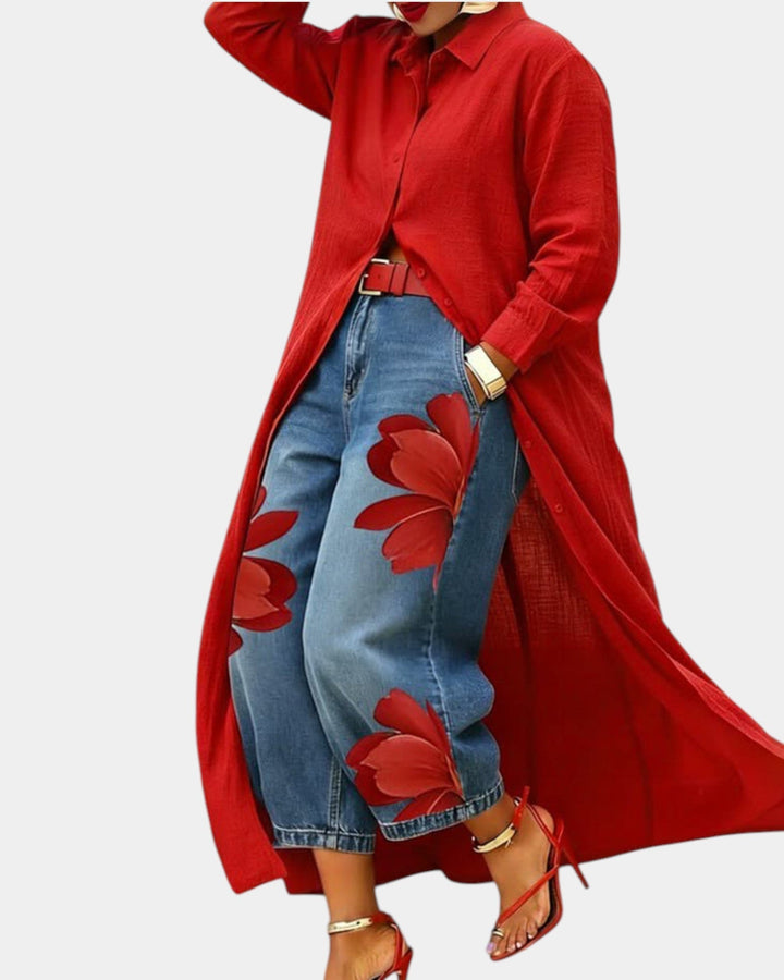 Diane | Denim Dress and Wide-Leg Trouser Set