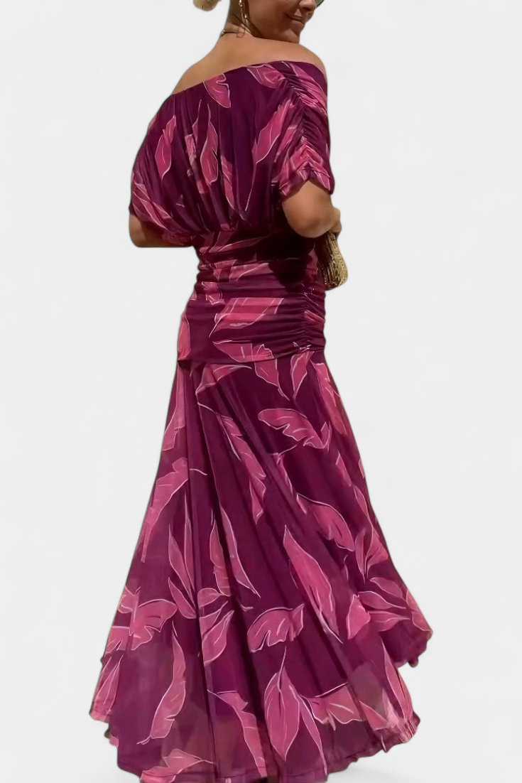 ENYA | LONG FLORAL DRESS WITH V-NECK
