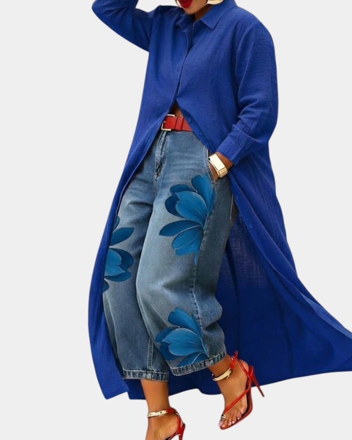 Diane | Denim Dress and Wide-Leg Trouser Set