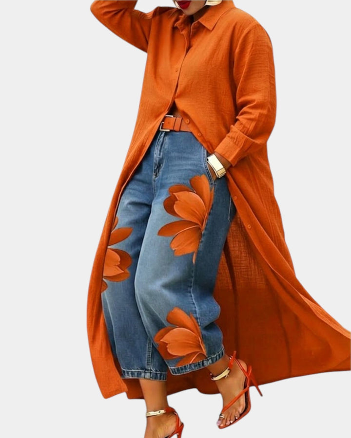 Diane | Denim Dress and Wide-Leg Trouser Set