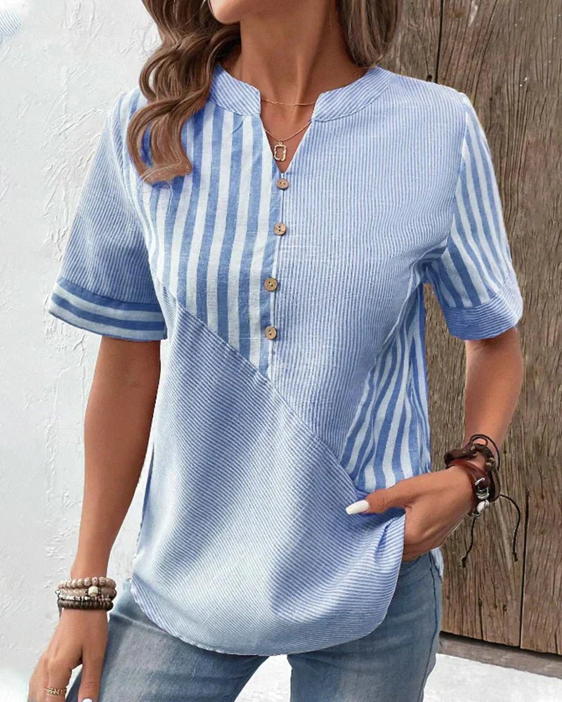 SUSIE – MIXED STRIPE BUTTON TOP
