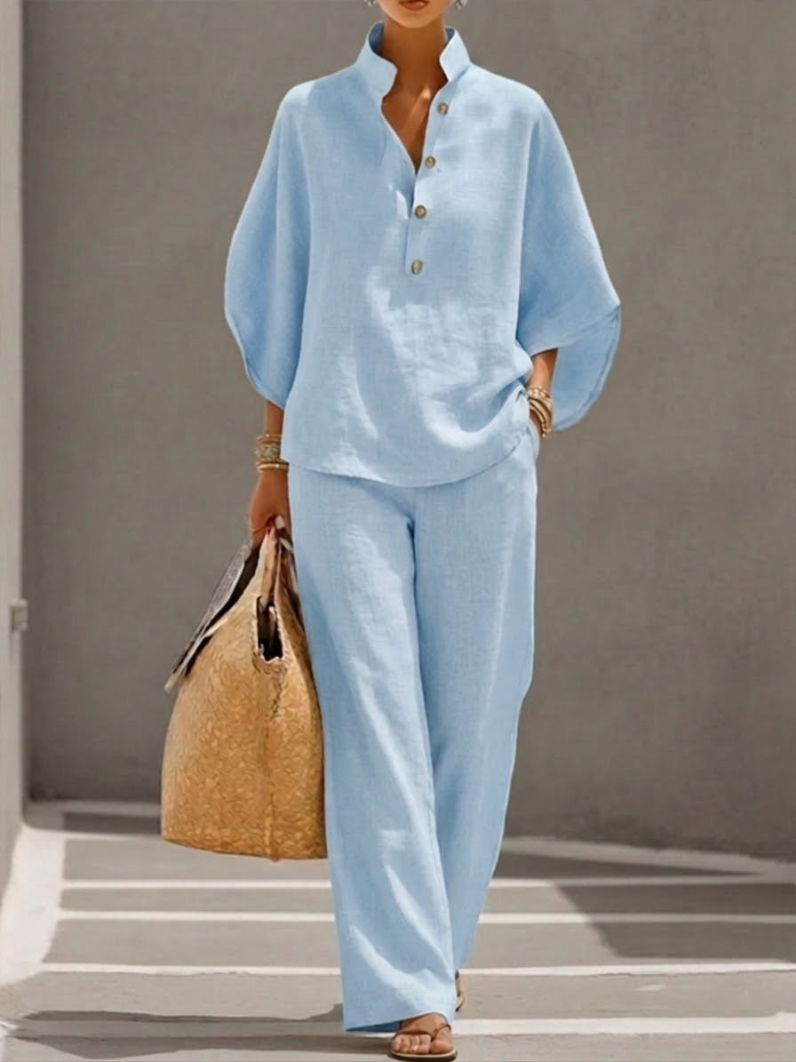 Mariel | Batwing Sleeve Top & Wide-Leg Trouser Set